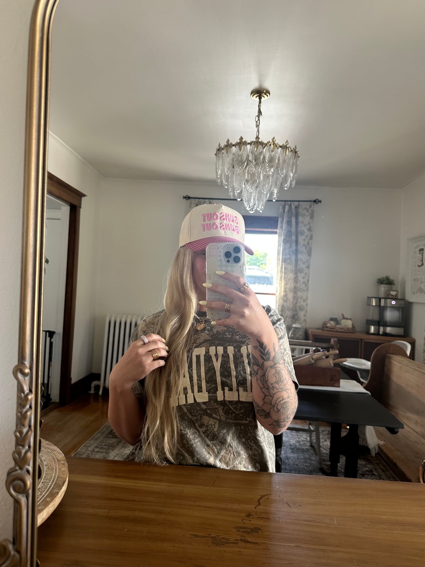 Suns Out Buns Out Trucker Hat - Pink Striped Brim