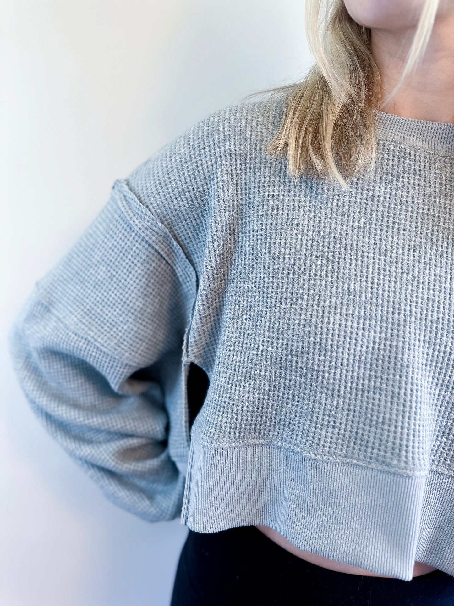 Wynne Waffle Knit Top - Aqua