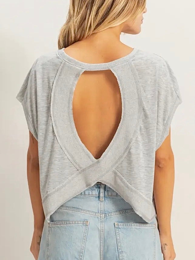 Lived-in Open Back Top - Heather Gray