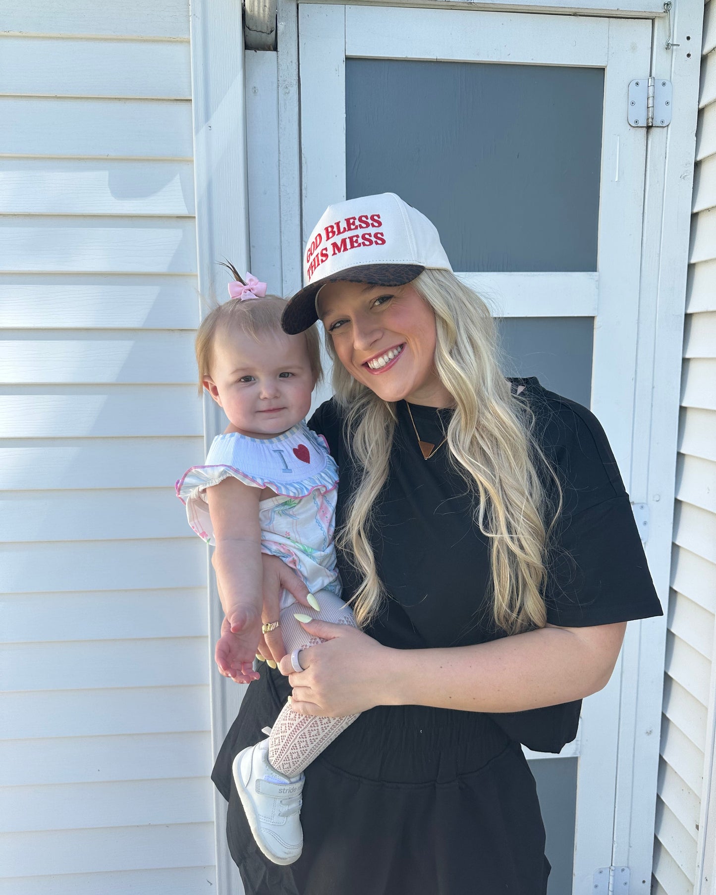 God Bless This Mess Trucker Hat - Leopard/Cream