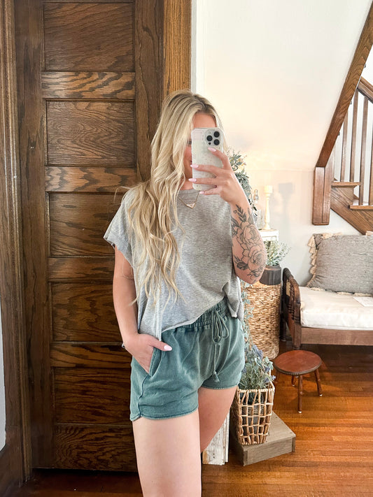 Lived-in Open Back Top - Heather Gray