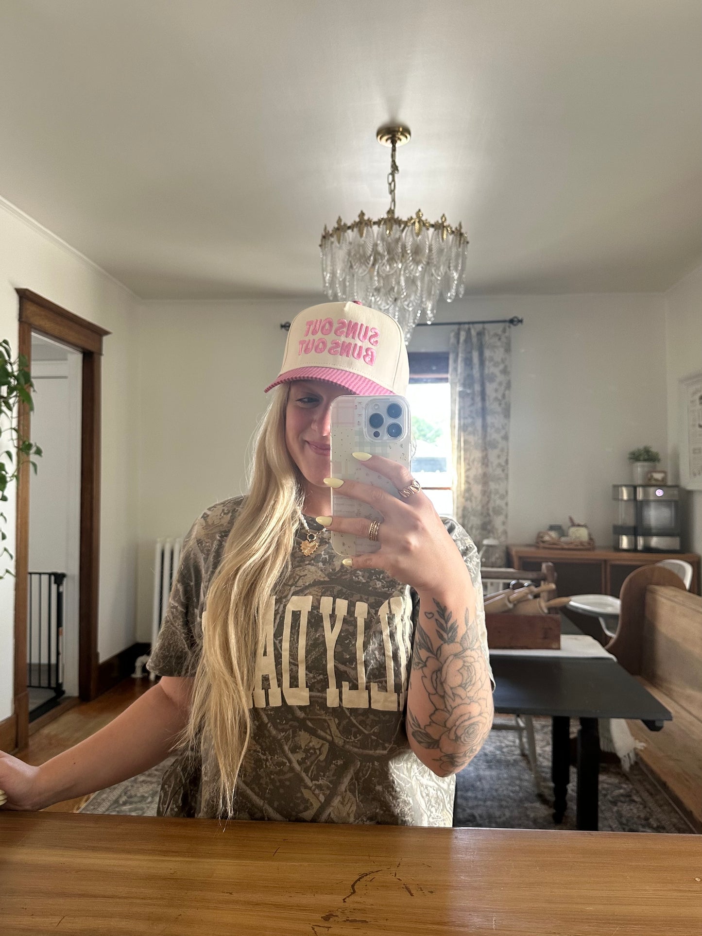 Suns Out Buns Out Trucker Hat - Pink Striped Brim