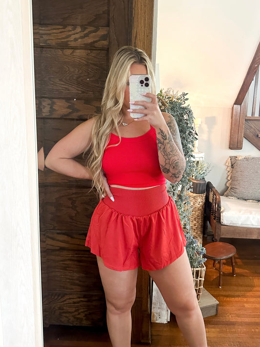 Blushed Red Compression Shorts