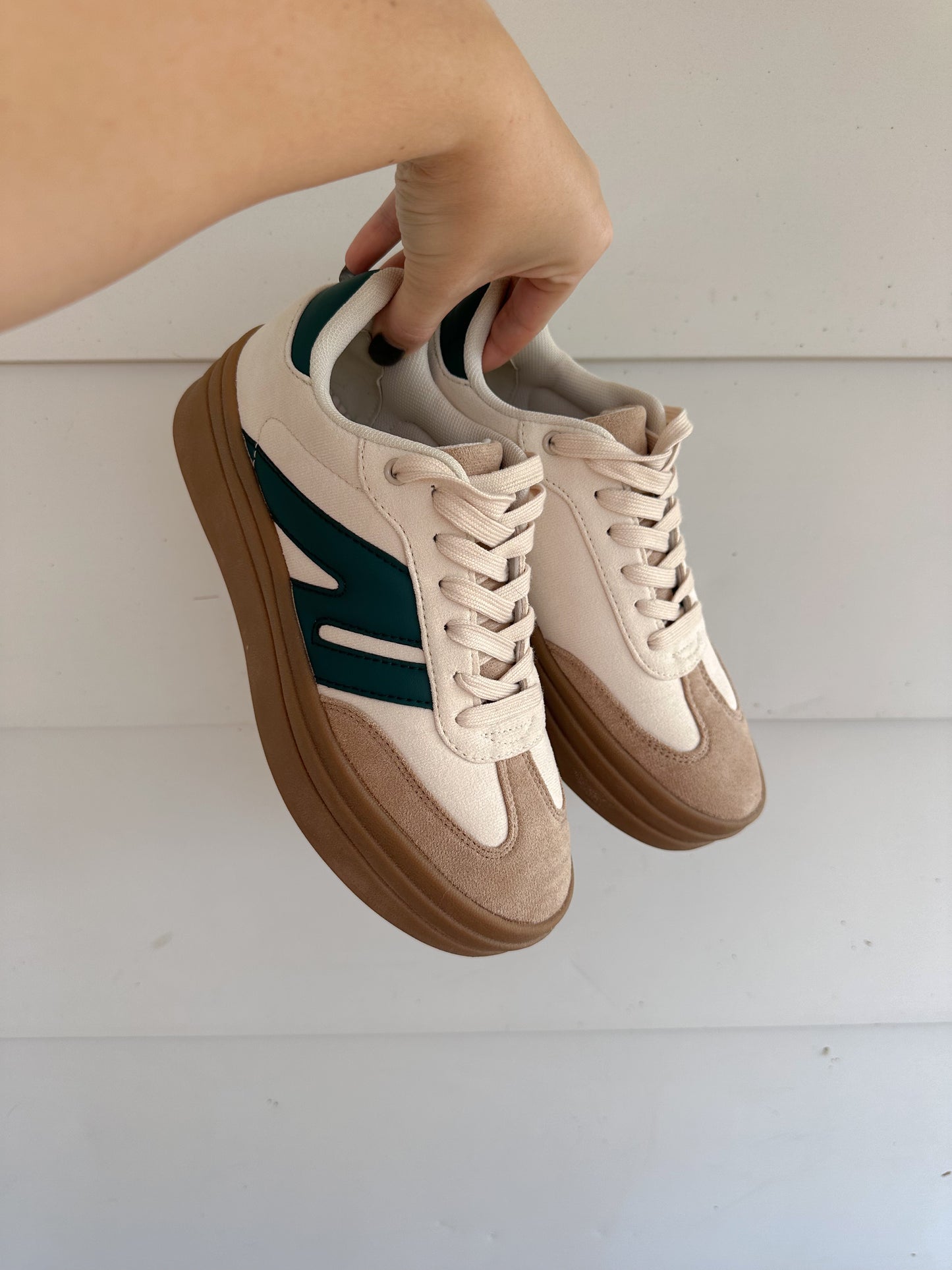 Jamie Platform Sneakers -Beige/Green