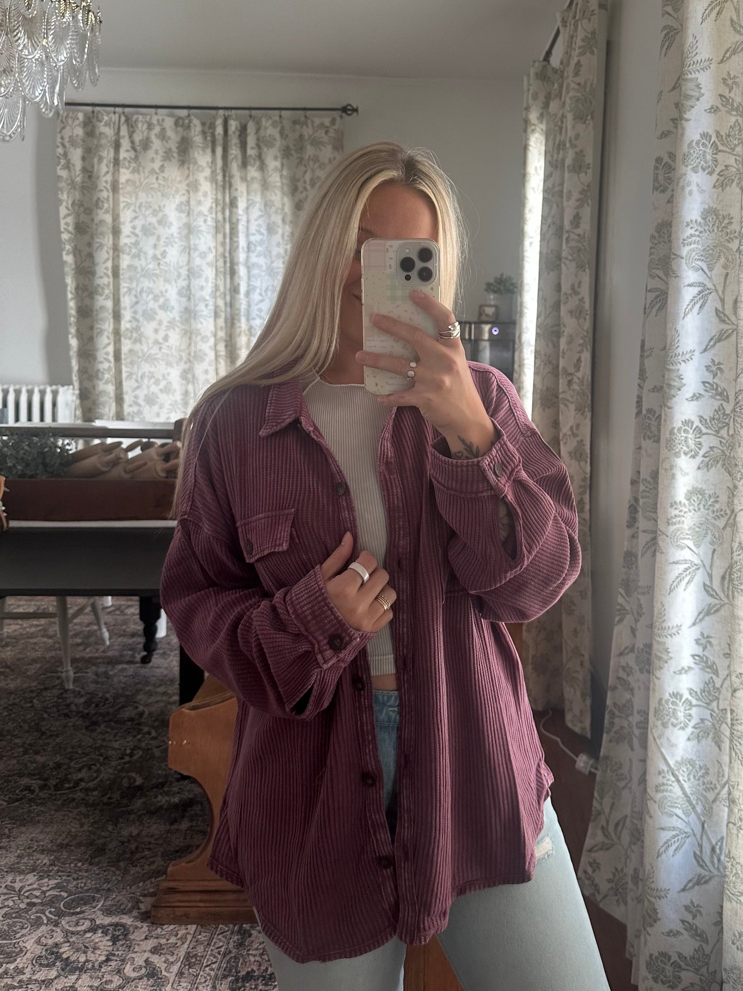 Mineral Washed Jacket - Dark Cherry