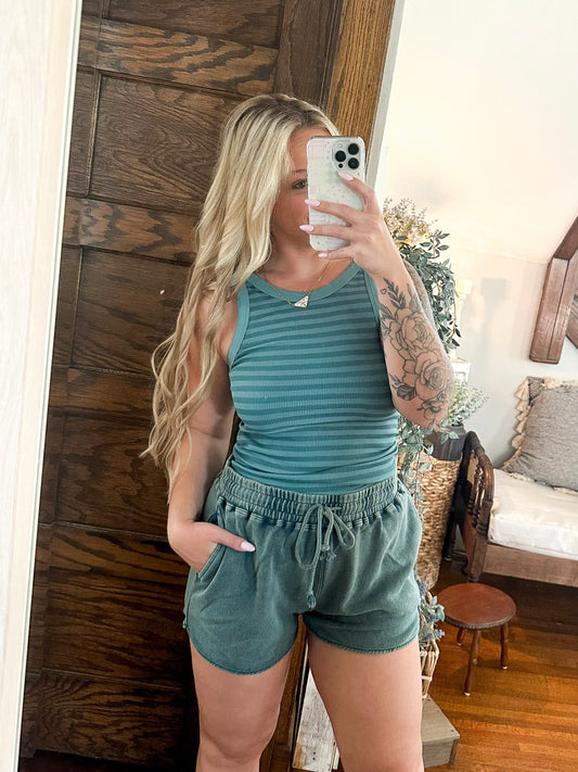 Lena Lounge Shorts - Acid Washed Dark Teal