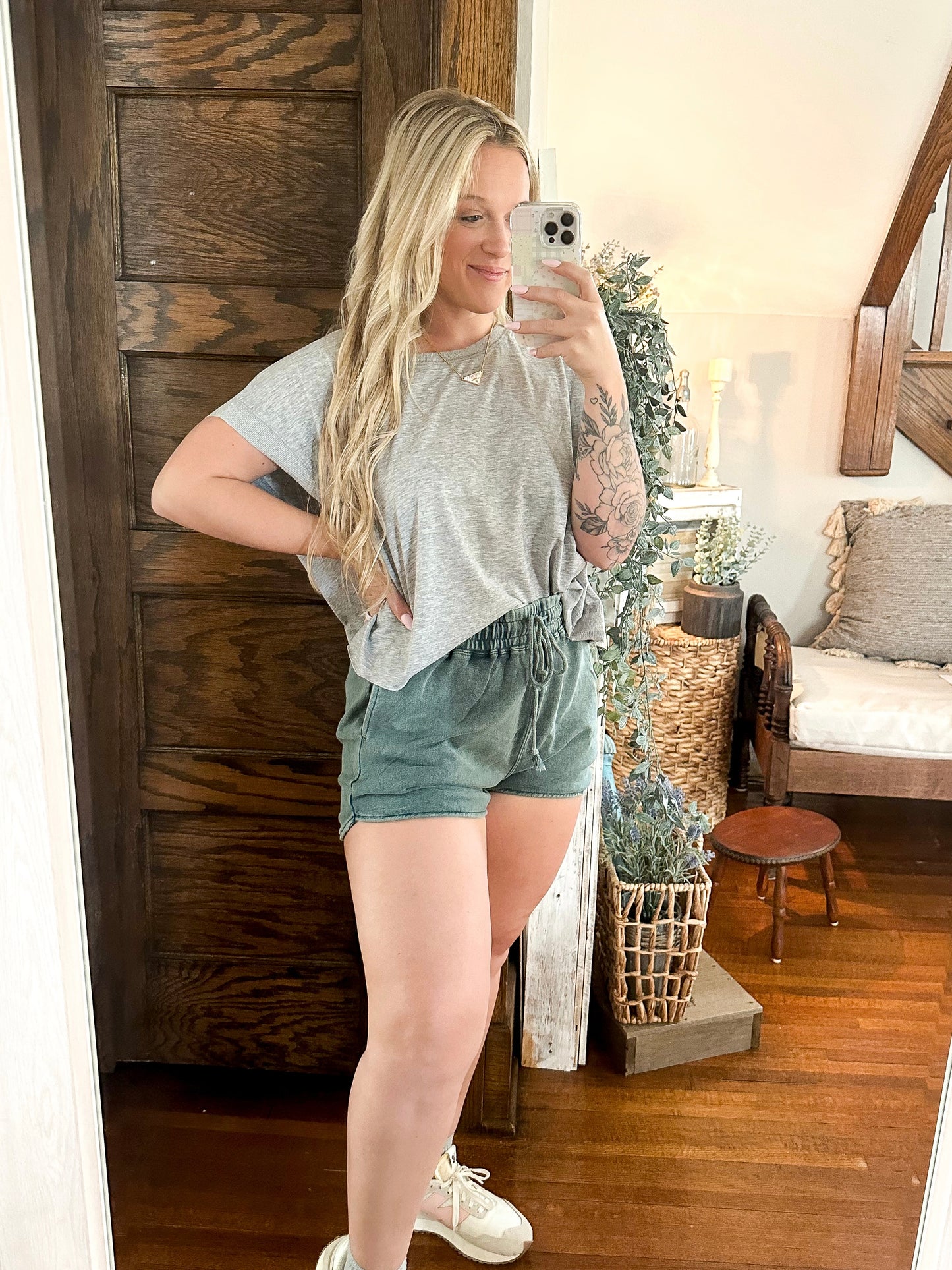 Lived-in Open Back Top - Heather Gray