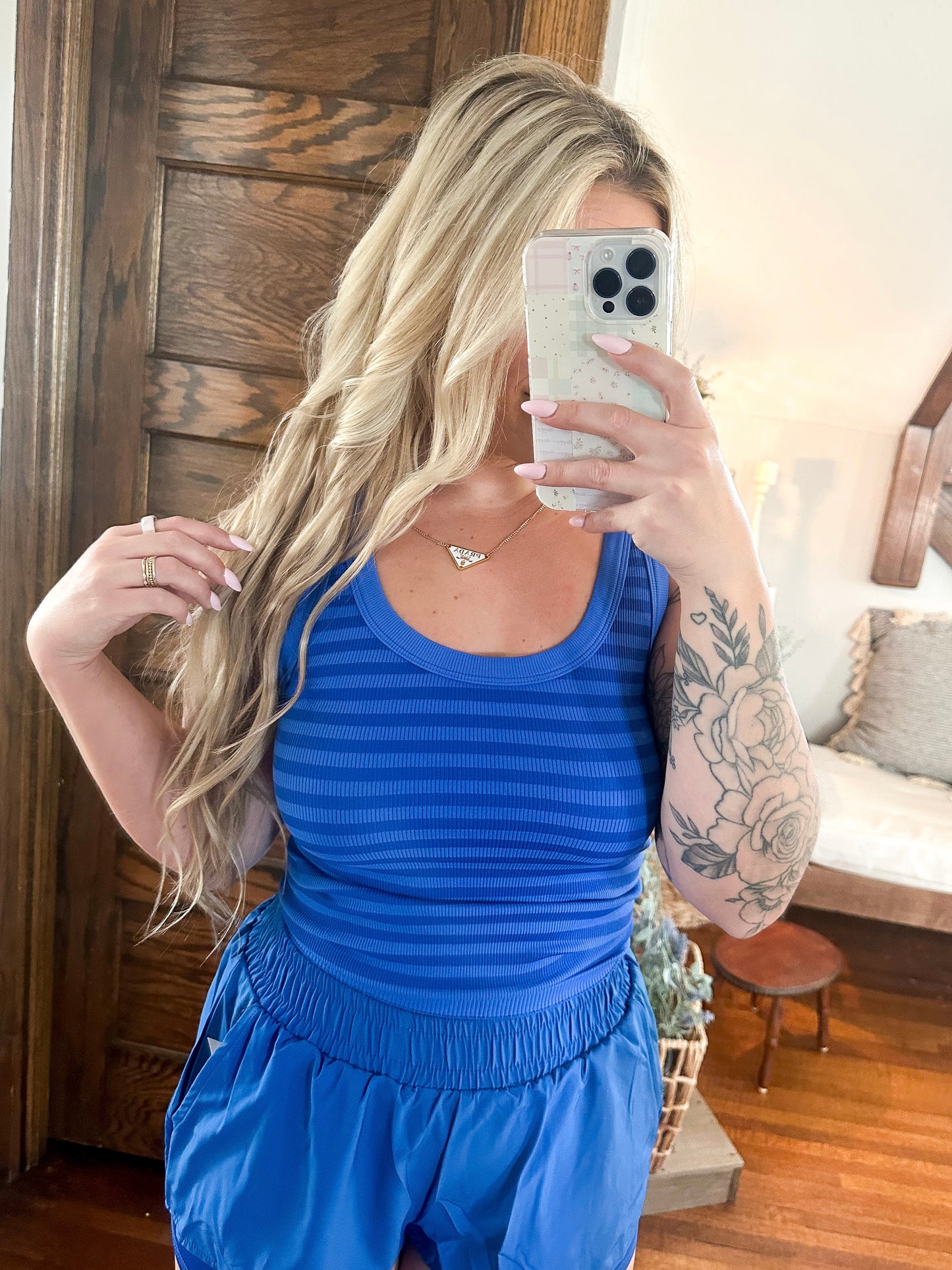 Raelynn Reversible Striped Tank - Royal Blue