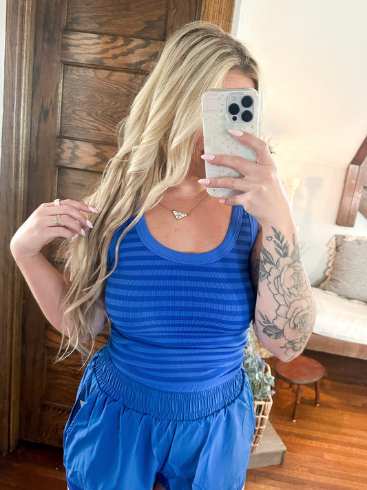 Raelynn Reversible Striped Tank - Royal Blue
