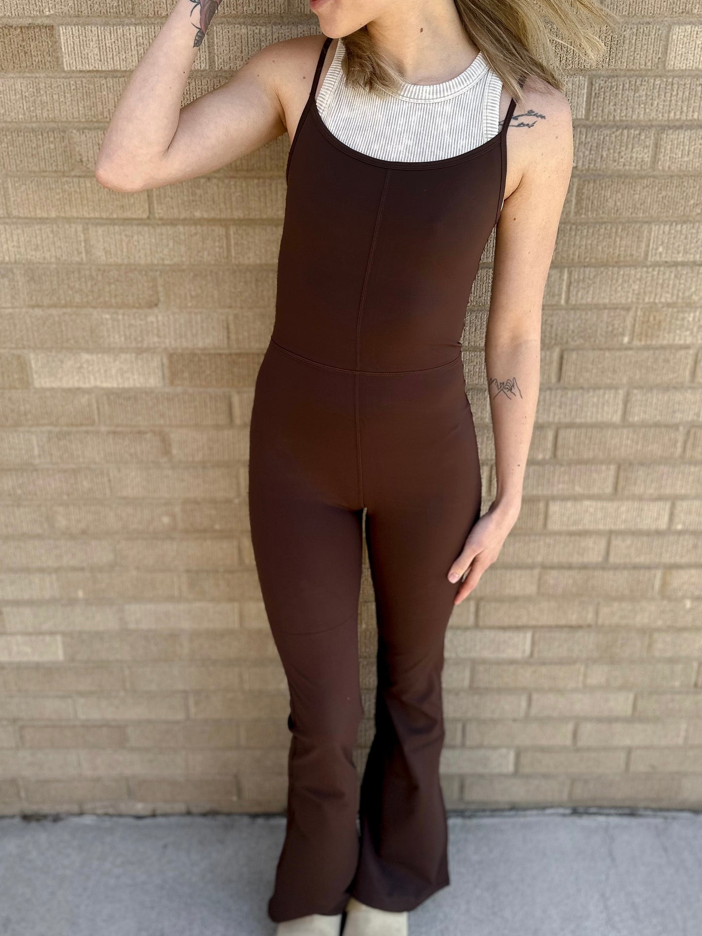 Butterluxe Flare Leg Jumpsuit - Brown