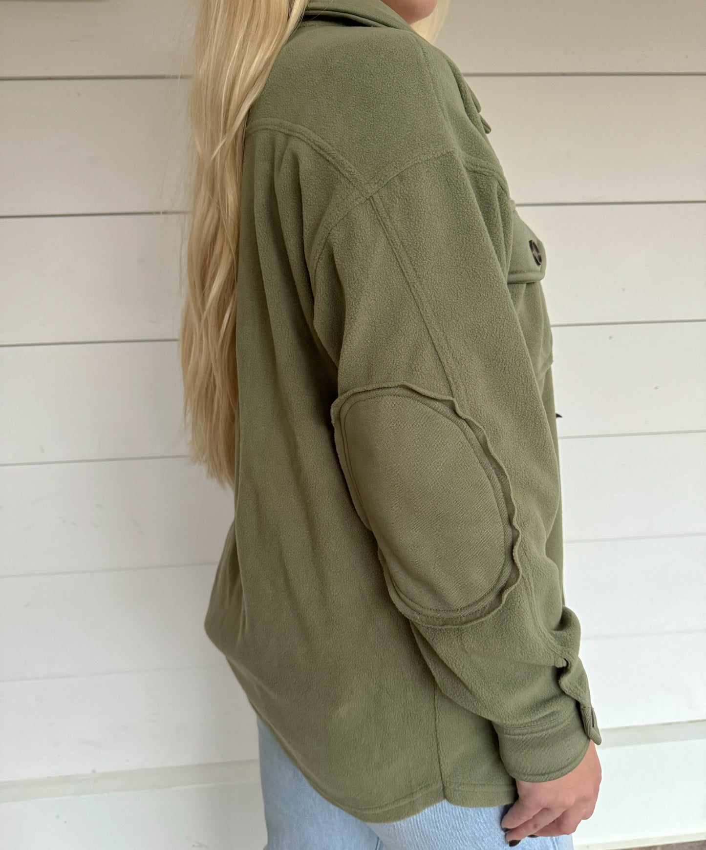 Gabbie Fleece Shacket -Light Olive