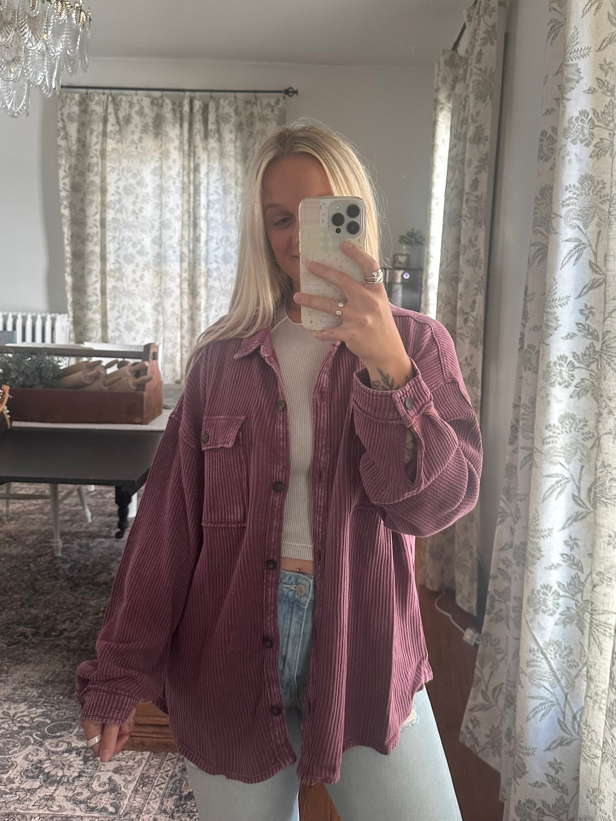 Mineral Washed Jacket - Dark Cherry