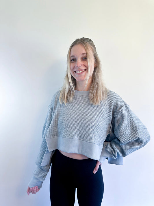 Wynne Waffle Knit Top - Aqua