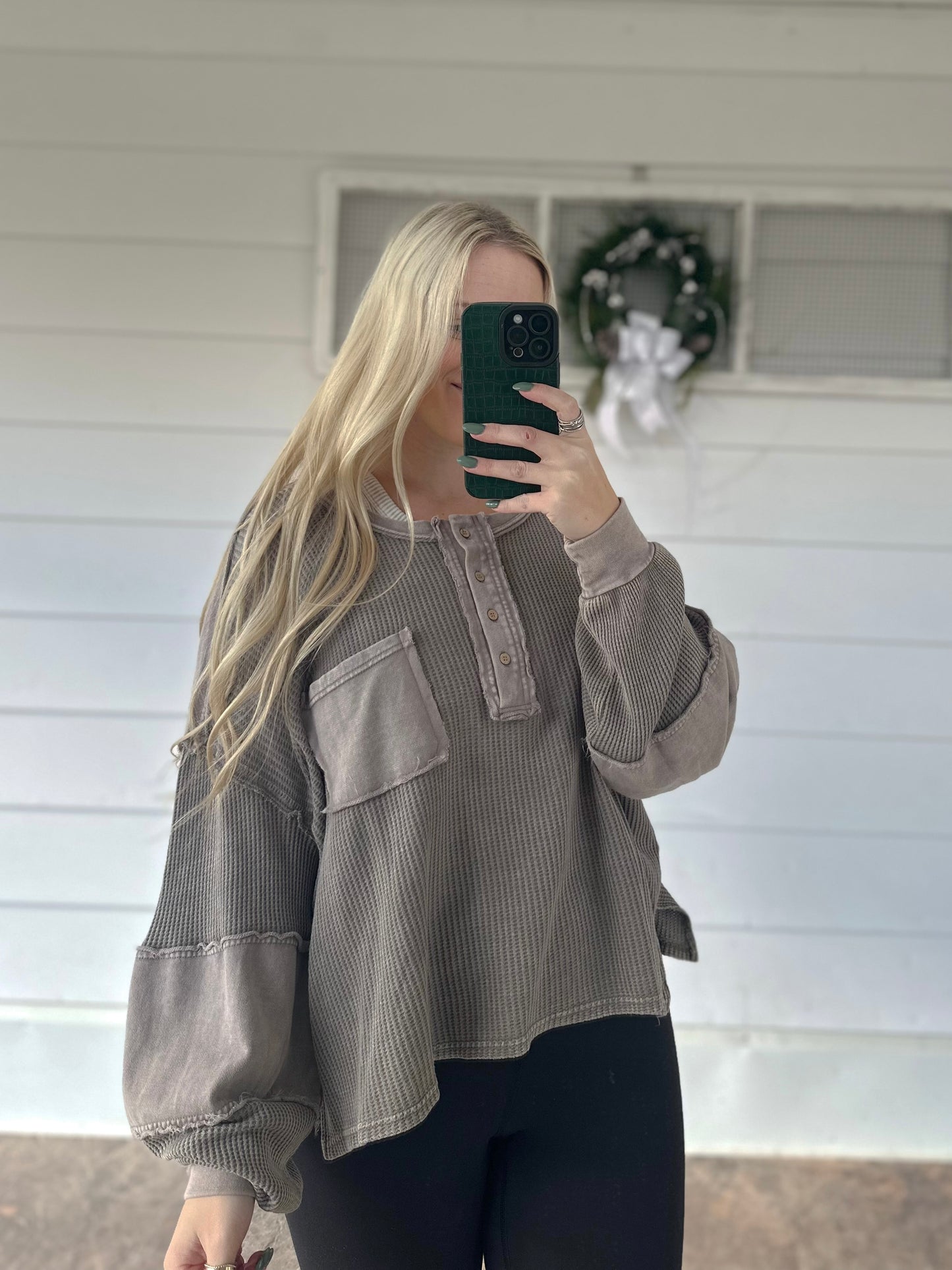Taupe Mineral Washed Henley