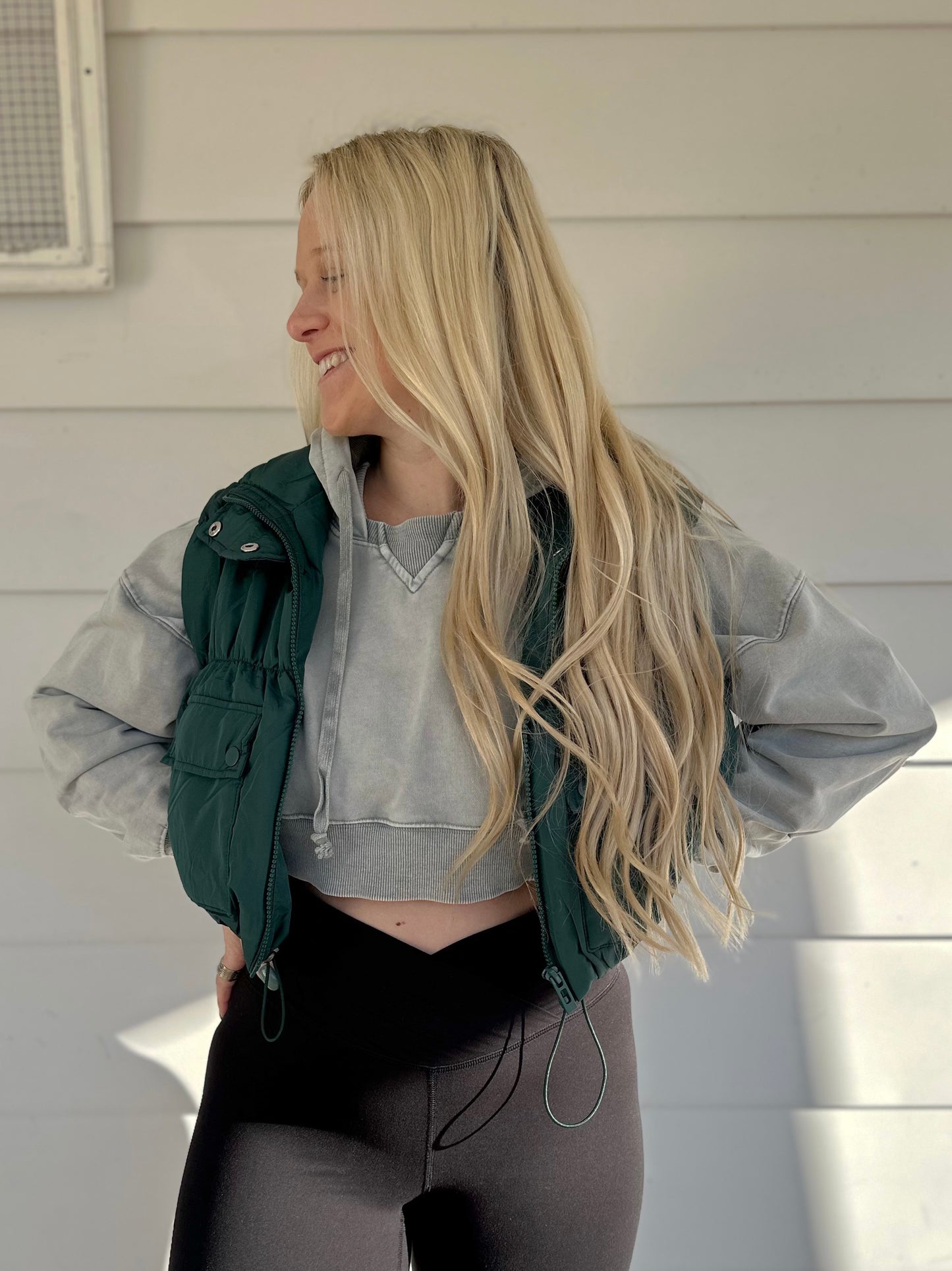 Hunter Green Cropped Cargo Vest